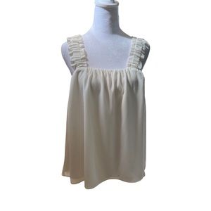 CeCe  EUC Ruffle White Tank Top medium